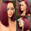 #99J Burgundy Color Straight Bob 13x4 Lace Front 4x4 Lace Closure Human Hair Wig