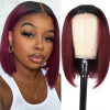 Ombre Burgundy Dark Root #99J Color Straight Bob 13x4 Lace Front 4x4 Lace Closure Human Hair Wig