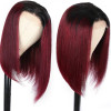 Ombre Burgundy Dark Root #99J Color Straight Bob 13x4 Lace Front 4x4 Lace Closure Human Hair Wig