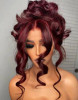Red Wine Burgundy Body Wave 13x4 Lace Front 4x4 Lace Closure Human Hair Wig