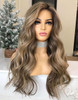 Dark Ash Blonde Mocha Balayage Highlight Straight Body Wave 13x4 Lace Front 4x4 Lace Closure Human Hair Wig