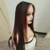 Burgundy Wine Highlight Money Piece Straight Body Wave 13x4 Lace Front 4x4 Lace Closure Human Hair Wig