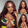 Burgundy Wine Highlight Money Piece Straight Body Wave 13x4 Lace Front 4x4 Lace Closure Human Hair Wig