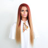 Ombre Red Honey Blonde Color #27 Straight 13x4 Lace Front 4x4 Lace Closure Human Hair Wig