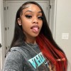 Red Peekaboo Highlights Straight Body Wave 13x4 Lace Front 4x4 Lace Closure Human Hair Wig