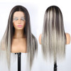 Platinum Grey Balayage Highlight Straight 13x4 Lace Front 4x4 Lace Closure Human Hair Wig