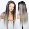 Platinum Grey Balayage Highlight Straight 13x4 Lace Front 4x4 Lace Closure Human Hair Wig