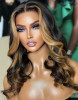 Black Honey Blonde Skunk Money Piece Highlight Body Wave 13x4 Lace Front 4x4 Lace Closure Human Hair Wig