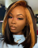 Black Honey Blonde Skunk Money Piece Highlight Straight Bob 13x4 Lace Front 4x4 Lace Closure Human Hair Wig