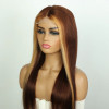 Chocolate Brown Honey Blonde Skunk Money Piece Highlight Straight 13x4 Lace Front 4x4 Lace Closure Human Hair Wig