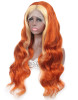 Skunk Stripe Ginger Blonde #613 Money Piece Ombre Highlight Body Wave 13x4 Lace Front 4x4 Lace Closure Human Hair Wig