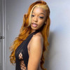 Skunk Stripe Ginger Blonde #613 Money Piece Ombre Highlight Body Wave 13x4 Lace Front 4x4 Lace Closure Human Hair Wig