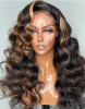 Honey Blonde Framing Money Piece Highlight Deep Wave 13x4 Lace Front 4x4 Lace Closure Human Hair Wig