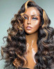 Honey Blonde Framing Money Piece Highlight Deep Wave 13x4 Lace Front 4x4 Lace Closure Human Hair Wig