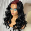 Red Root Skunk Stripe Highlight Straight Body Wave 13x4 Lace Front 4x4 Lace Closure Human Hair Wig
