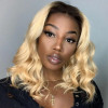 Ombre Blonde Dark Root #613 Body Wave Bob 13x4 Lace Front 4x4 Lace Closure Human Hair Wig