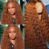 Auburn Ginger Jerry Curl 13x4 Lace Front 4x4 Lace Closure Human Hair Wig