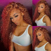 Auburn Ginger Jerry Curl 13x4 Lace Front 4x4 Lace Closure Human Hair Wig