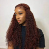Reddish Brown Color #33b Jerry Curl 13x4 Lace Front 4x4 Lace Closure Human Hair Wig