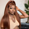 Reddish Brown Color #33b Kinky Straight 13x4 Lace Front 4x4 Lace Closure Human Hair Wig