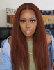 Reddish Brown Color #33b Kinky Straight 13x4 Lace Front 4x4 Lace Closure Human Hair Wig