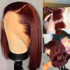 Reddish Brown Color #33b Straight Bob 13x4 Lace Front 4x4 Lace Closure Human Hair Wig