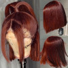 Reddish Brown Color #33b Straight Bob 13x4 Lace Front 4x4 Lace Closure Human Hair Wig