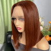 Reddish Brown Color #33b Straight Bob 13x4 Lace Front 4x4 Lace Closure Human Hair Wig