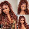 Reddish Brown Color #33b Water Wave 13x4 Lace Front 4x4 Lace Closure Human Hair Wig