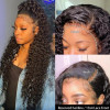 Natural Black Deep Wave 13x4 Lace Front 4x4 Lace Closure Human Hair Wig