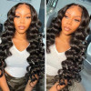 Natural Black Loose Deep Wavy 13x4 Lace Front 4x4 Lace Closure Human Hair Wig