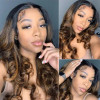 Amber Brown #FB30 Balayage Highlight Body Wave 13x4 Lace Front 4x4 Lace Closure Human Hair Wig