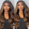 Amber Brown #FB30 Balayage Highlight Body Wave 13x4 Lace Front 4x4 Lace Closure Human Hair Wig