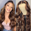 Amber Brown #FB30 Balayage Highlight Body Wave 13x4 Lace Front 4x4 Lace Closure Human Hair Wig