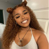 Amber Brown Honey Piano Highlights Jerry Curl 13x4 Lace Front 4x4 Lace Closure Human Hair Wig