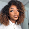 Ombre Amber Brown #1b/30 Kinky Curly 13x4 Lace Front 4x4 Lace Closure Human Hair Wig