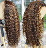 Brown Sunkissed Honey Piano Highlight Loose Deep Wave 13x4 Lace Front 4x4 Lace Closure Human Hair Wig