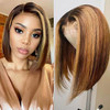 Honey Blonde Caramel Piano Highlight Straight Bob 13x4 Lace Front 4x4 Lace Closure Human Hair Wig