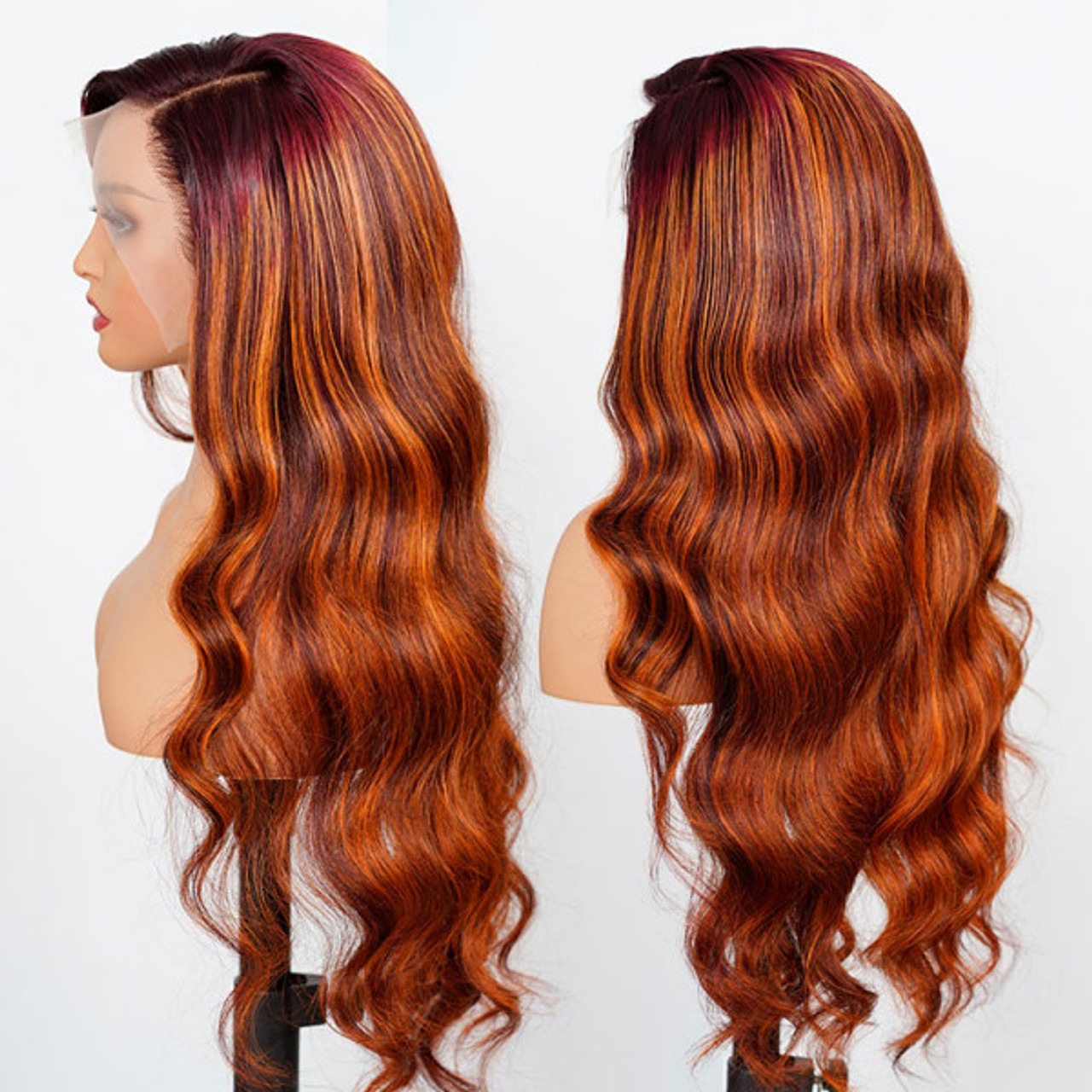 Honey Blonde Caramel Balayage Highlight Body Wave 13x4 Lace Front 4x4 Lace  Closure Human Hair Wig - Koha Hair