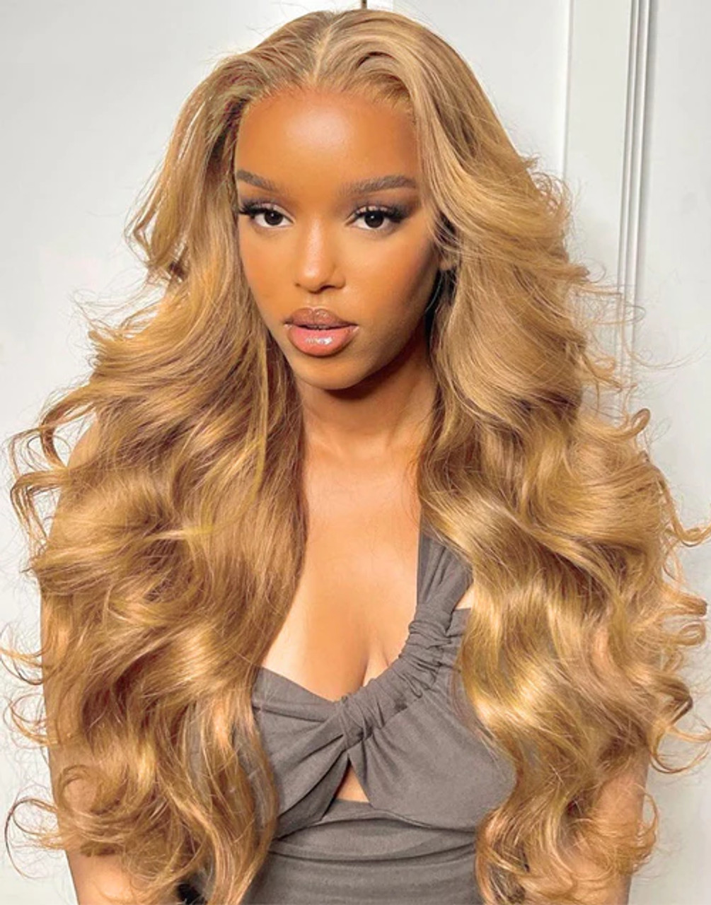 Honey Blonde Lace Front Wig #27 Color Ombre Human Hair Wigs