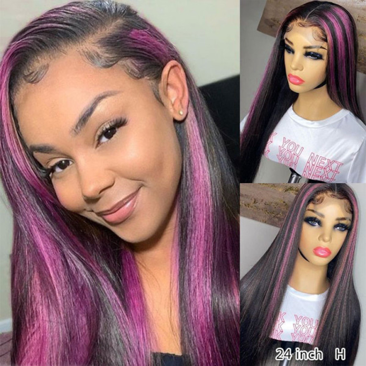 black pink and purple hair