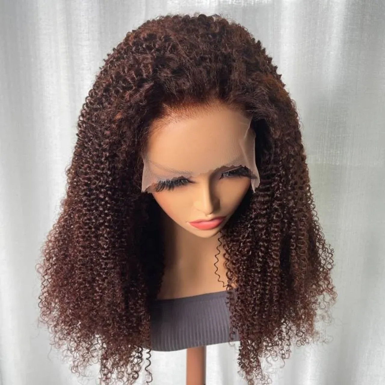 Reddish Brown Auburn Kinky Curly 13x4 Lace Front 4x4 Lace Closure