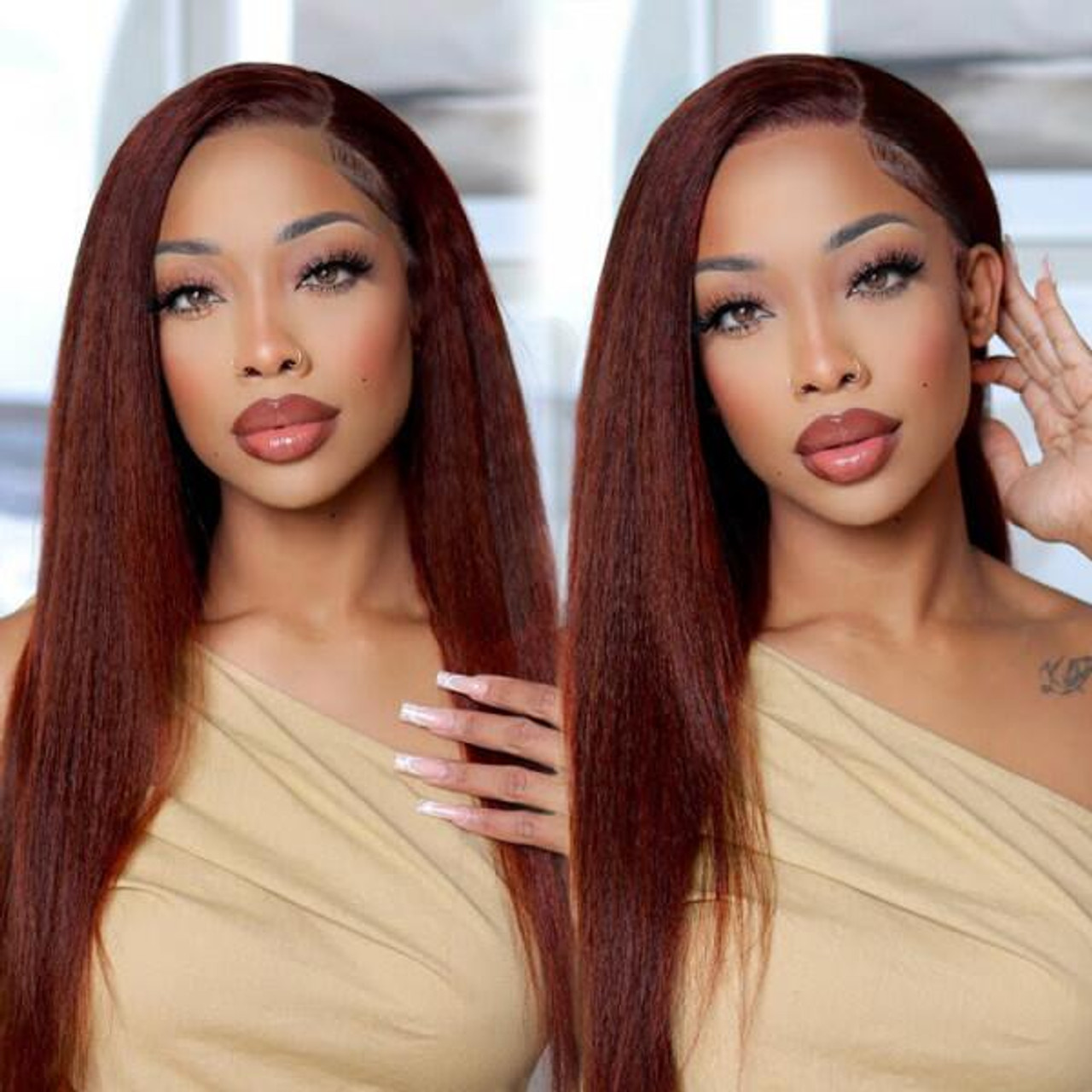  Beauty Forever #33B Reddish Brown Brazilian Body Wave Human  Hair 4x4 Lace Closure Free Part