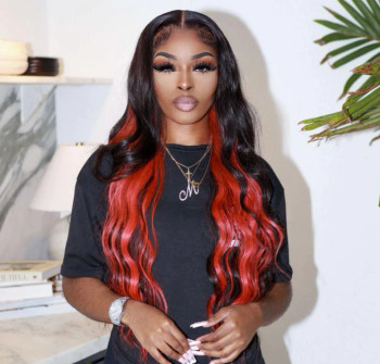 Red Peekaboo Highlights Straight Body Wave 13x4 Lace Front 4x4 Lace Closure Human Hair Wig