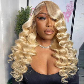 Blonde #613 Deep Curly 13x4 Lace Front 4x4 Lace Closure Human Hair Wig