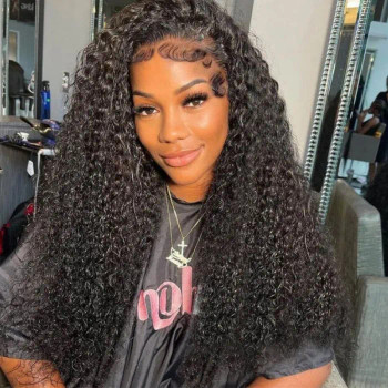 Natural Black Jerry Curl 13x4 Lace Front 4x4 Lace Closure Human Hair Wig