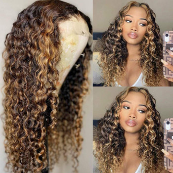 Brown Sunkissed Honey Piano Highlight Loose Deep Wave 13x4 Lace Front 4x4 Lace Closure Human Hair Wig
