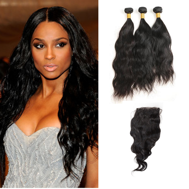 3 Bundles & Closure Wavy Virgin Malaysian Hair