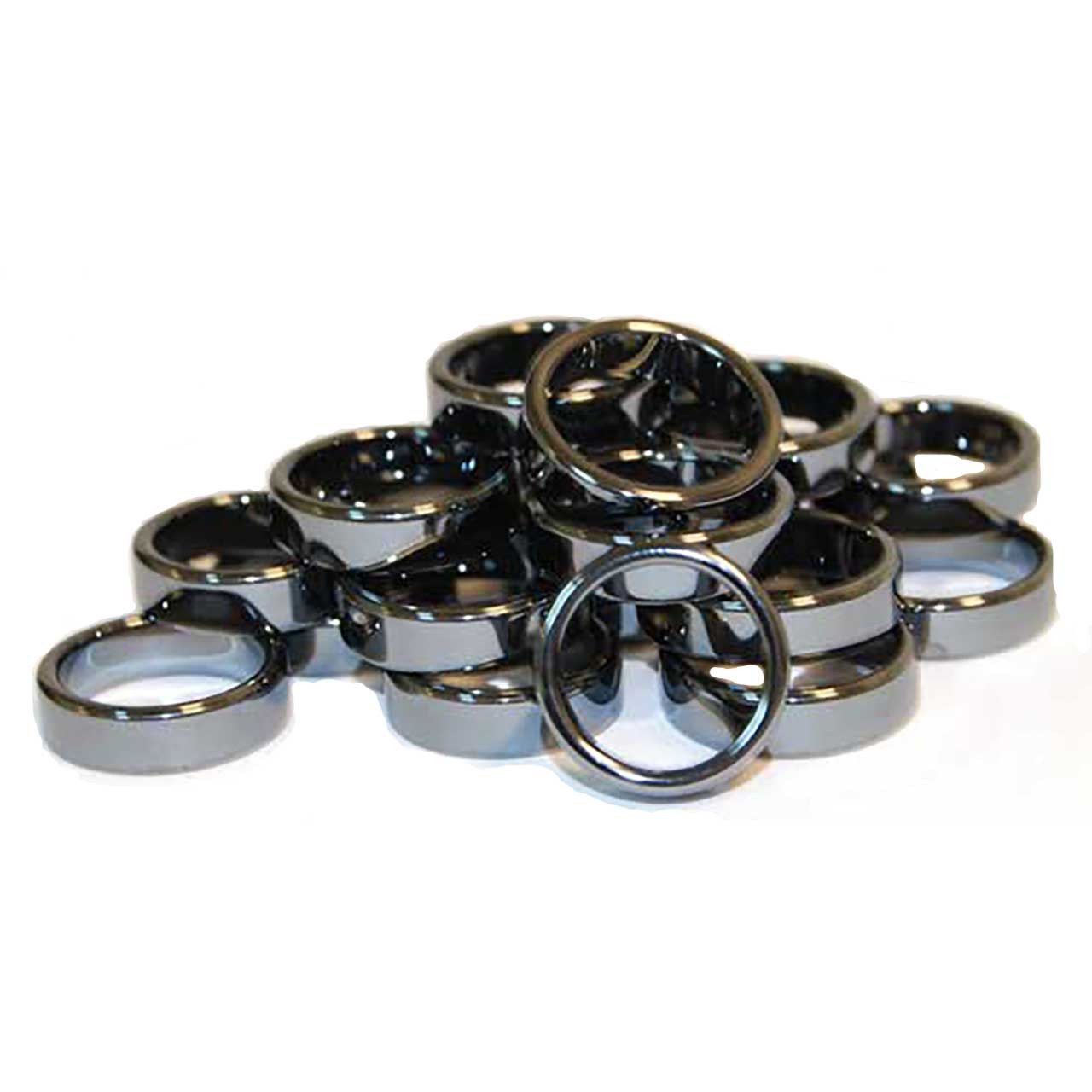 Flat Hematite Rings (Set Of 100) 6 mm.