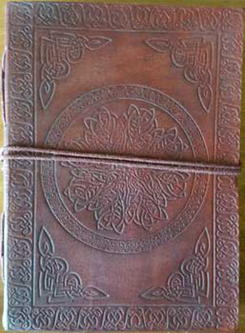 Celtic Mandala Blank Leather Journal w/ Cord 5" x 7"